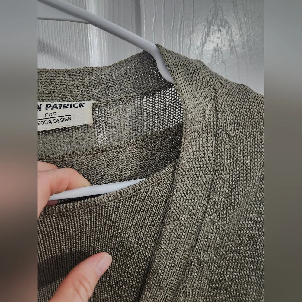 Vintage John Patrick for geoda design green open knit cardigan set beachy Large - Picture 8 of 16
